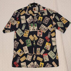 Max Boxxer Baseball Theme VTG Button Up Camp Shirt Mens Size L